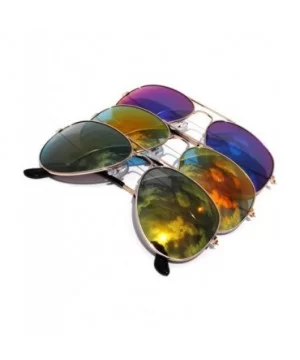 Men Aviator style Sunglasses Metal Frame Gold Color Full Mirror Lens Men Women - Blue Yellow Red - C911M0H287B $9.43 Aviator