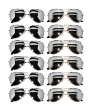 12 Pairs Aviator Style Sunglasses Metal Gold- Silver- Black Frame Colored Mirror Lens OWL. - CE12797OOB9 $27.17 Aviator