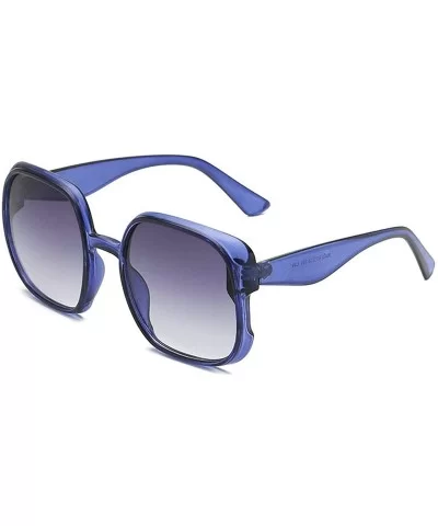 Fashion New Square Gradient sunglasses Large frame Lady sun glasses Mens Goggle uv400 - Blue - C718RO3WRIM $8.54 Goggle