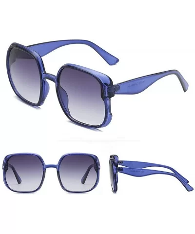 Fashion New Square Gradient sunglasses Large frame Lady sun glasses Mens Goggle uv400 - Blue - C718RO3WRIM $8.54 Goggle