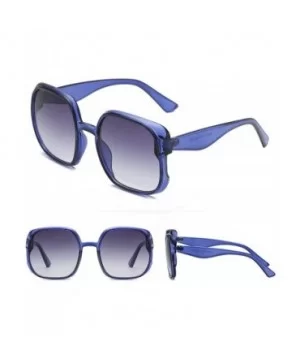 Fashion New Square Gradient sunglasses Large frame Lady sun glasses Mens Goggle uv400 - Blue - C718RO3WRIM $8.54 Goggle