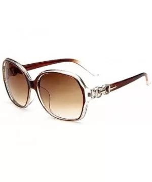 Female Fashion Plastic Hollow Frame Rimmed Sunglasses - Lightbrown - CY18C0WCNK5 $6.03 Round