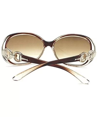 Female Fashion Plastic Hollow Frame Rimmed Sunglasses - Lightbrown - CY18C0WCNK5 $6.03 Round