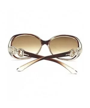 Female Fashion Plastic Hollow Frame Rimmed Sunglasses - Lightbrown - CY18C0WCNK5 $6.03 Round