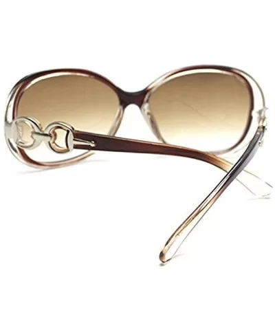 Female Fashion Plastic Hollow Frame Rimmed Sunglasses - Lightbrown - CY18C0WCNK5 $6.03 Round