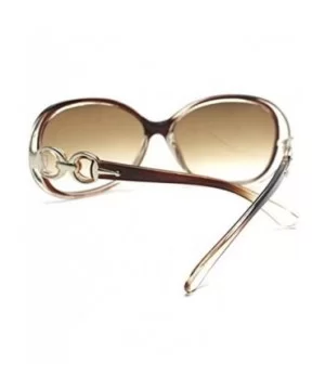 Female Fashion Plastic Hollow Frame Rimmed Sunglasses - Lightbrown - CY18C0WCNK5 $6.03 Round