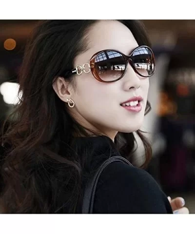 Female Fashion Plastic Hollow Frame Rimmed Sunglasses - Lightbrown - CY18C0WCNK5 $6.03 Round