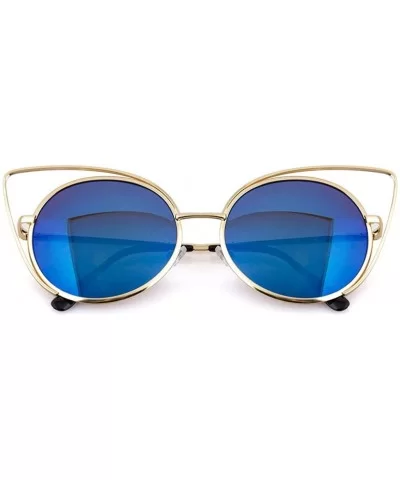 Women's Metal Frame Cateye Sunglasses"Katy" (Blue - As Shown) - CQ12NACAWGJ $12.89 Oversized