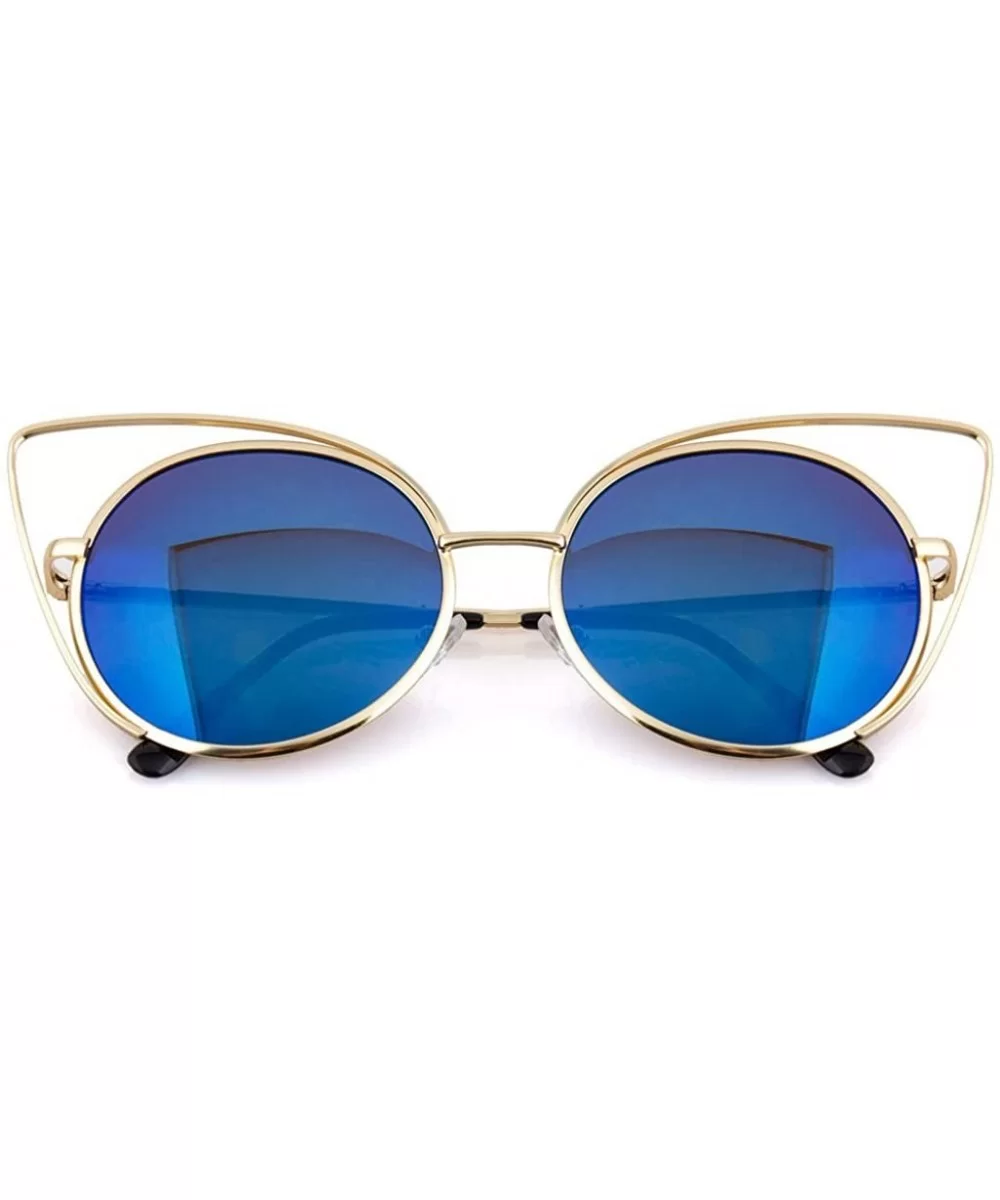 Women's Metal Frame Cateye Sunglasses"Katy" (Blue - As Shown) - CQ12NACAWGJ $12.89 Oversized