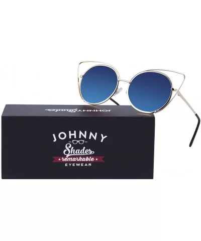 Women's Metal Frame Cateye Sunglasses"Katy" (Blue - As Shown) - CQ12NACAWGJ $12.89 Oversized