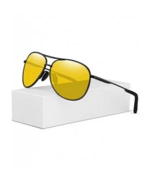 Polarized Aviator Sunglasses for Men Women-Metal Frame UV400 Protection - Black/Yellow - CC18WIQT8Q7 $9.84 Aviator