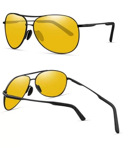 Polarized Aviator Sunglasses for Men Women-Metal Frame UV400 Protection - Black/Yellow - CC18WIQT8Q7 $9.84 Aviator