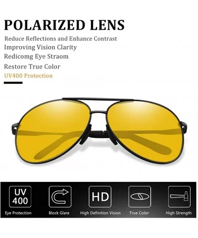 Polarized Aviator Sunglasses for Men Women-Metal Frame UV400 Protection - Black/Yellow - CC18WIQT8Q7 $9.84 Aviator