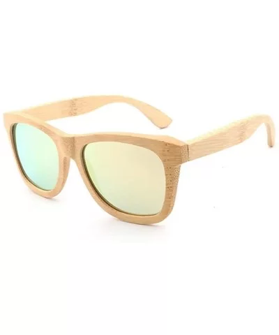 Wood Polarized Sunglasses for Men & Women Natural Wood Sunglasses Bamboo Glasses Mirror Lens - Beige - CT18D2ZA3IY $19.46 Way...