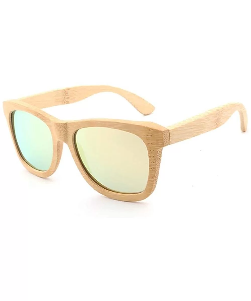 Wood Polarized Sunglasses for Men & Women Natural Wood Sunglasses Bamboo Glasses Mirror Lens - Beige - CT18D2ZA3IY $19.46 Way...