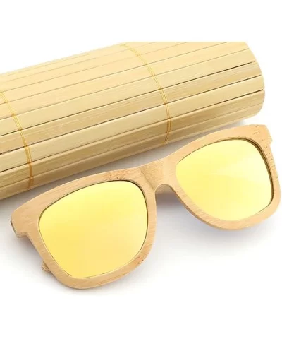 Wood Polarized Sunglasses for Men & Women Natural Wood Sunglasses Bamboo Glasses Mirror Lens - Beige - CT18D2ZA3IY $19.46 Way...