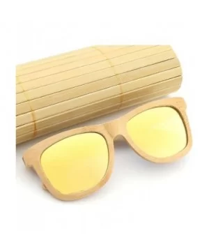 Wood Polarized Sunglasses for Men & Women Natural Wood Sunglasses Bamboo Glasses Mirror Lens - Beige - CT18D2ZA3IY $19.46 Way...