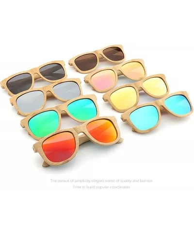 Wood Polarized Sunglasses for Men & Women Natural Wood Sunglasses Bamboo Glasses Mirror Lens - Beige - CT18D2ZA3IY $19.46 Way...