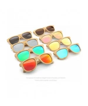 Wood Polarized Sunglasses for Men & Women Natural Wood Sunglasses Bamboo Glasses Mirror Lens - Beige - CT18D2ZA3IY $19.46 Way...