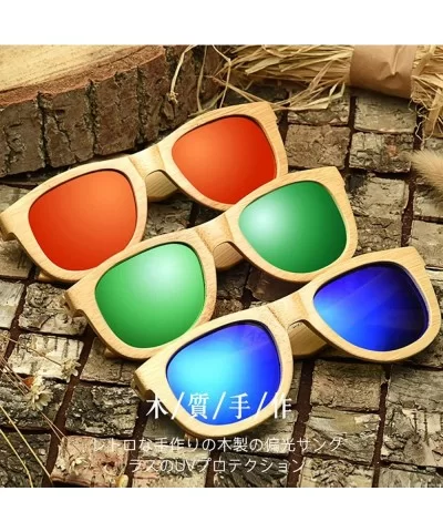 Wood Polarized Sunglasses for Men & Women Natural Wood Sunglasses Bamboo Glasses Mirror Lens - Beige - CT18D2ZA3IY $19.46 Way...