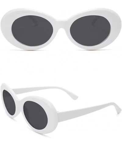 Retro Unisex Sunglasses UV400 - Resin Oval Lens + Plastic Frame Clout Goggles - White&gray - CK1882E6OT3 $6.61 Oval