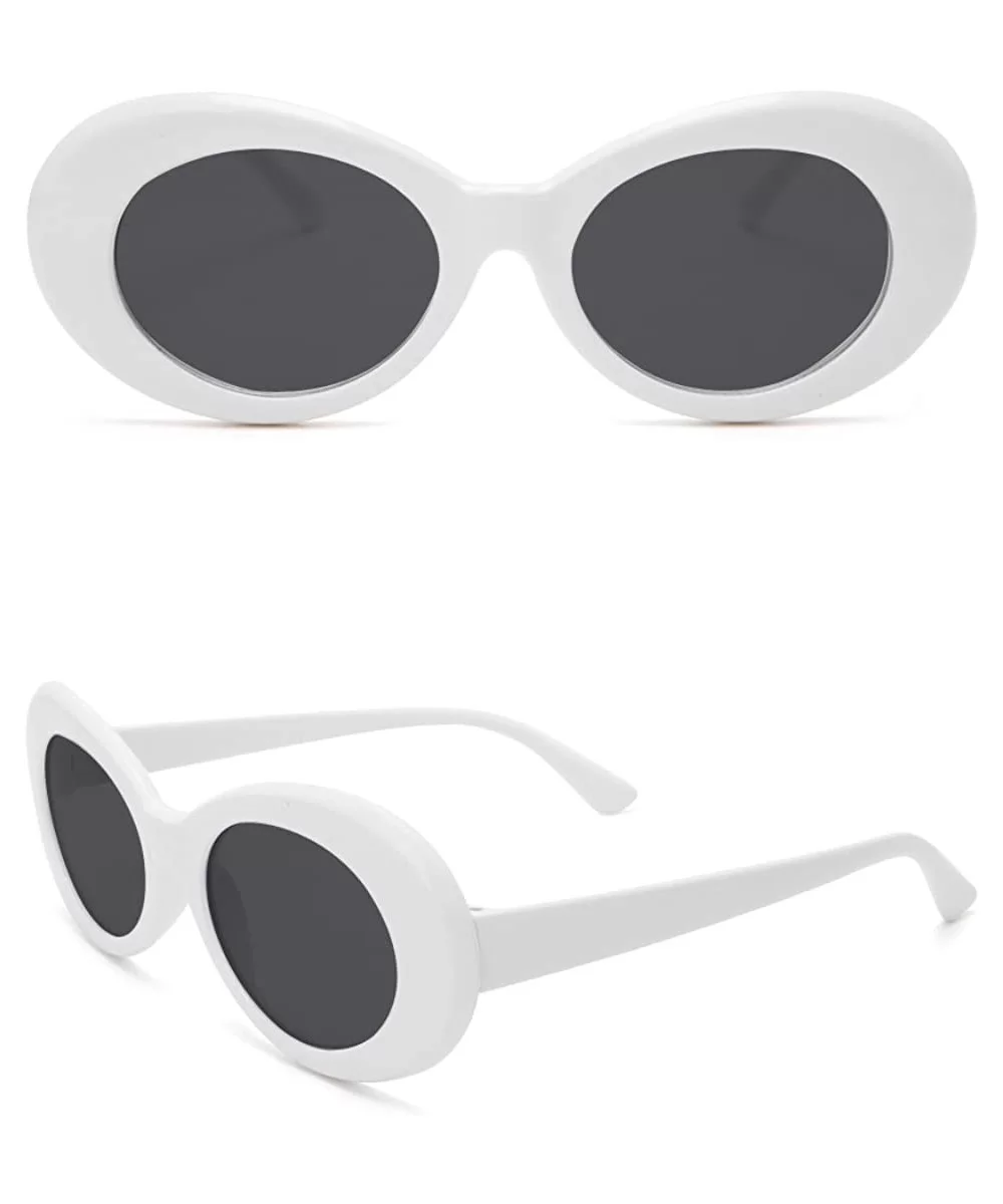 Retro Unisex Sunglasses UV400 - Resin Oval Lens + Plastic Frame Clout Goggles - White&gray - CK1882E6OT3 $6.61 Oval