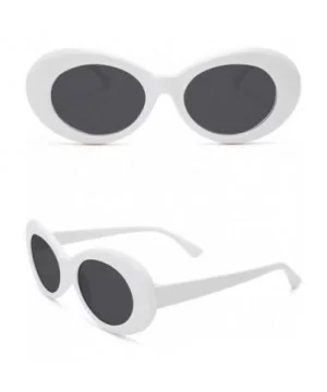 Retro Unisex Sunglasses UV400 - Resin Oval Lens + Plastic Frame Clout Goggles - White&gray - CK1882E6OT3 $6.61 Oval