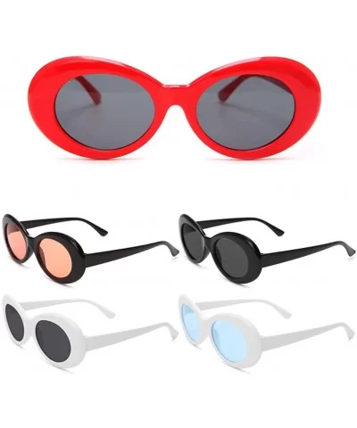 Retro Unisex Sunglasses UV400 - Resin Oval Lens + Plastic Frame Clout Goggles - White&gray - CK1882E6OT3 $6.61 Oval