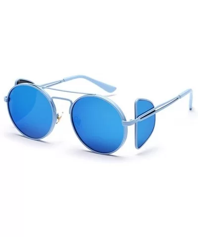 Steampunk sunglasses round frame glasses street shooting - Blue Color - C912JKEN0RD $15.40 Round