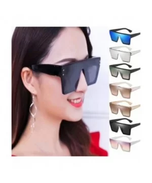 Square Oversized Sunglasses for Women Men Flat Top Fashion Shades Siamese Lens Succinct Style UV Protection - E - C3194KX4I96...