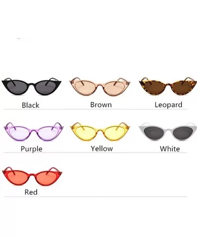 Vintage Cat Eye Sunglasses Women Small Oval Sun Glasses Ladies BLACK As Picture - Yellow - CM18XE0Z325 $5.42 Cat Eye