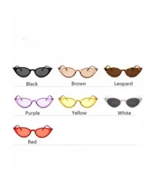 Vintage Cat Eye Sunglasses Women Small Oval Sun Glasses Ladies BLACK As Picture - Yellow - CM18XE0Z325 $5.42 Cat Eye