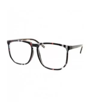 Non-prescription Glasses Frame Clear Lens Eyeglasses - Casual Fashion - Large - Dark Plaid - CW18RGGZ0NK $6.62 Square