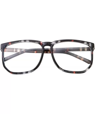 Non-prescription Glasses Frame Clear Lens Eyeglasses - Casual Fashion - Large - Dark Plaid - CW18RGGZ0NK $6.62 Square