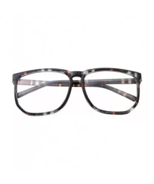 Non-prescription Glasses Frame Clear Lens Eyeglasses - Casual Fashion - Large - Dark Plaid - CW18RGGZ0NK $6.62 Square