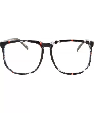 Non-prescription Glasses Frame Clear Lens Eyeglasses - Casual Fashion - Large - Dark Plaid - CW18RGGZ0NK $6.62 Square