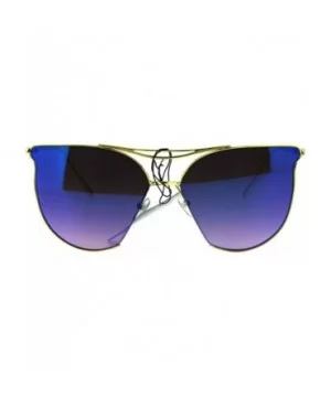 Womens Trendy Fashion Cropped Expose Lens Metal Rim Cat Eye Sunglasses - Blue Purple - CX183GMCCG0 $11.66 Cat Eye