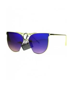 Womens Trendy Fashion Cropped Expose Lens Metal Rim Cat Eye Sunglasses - Blue Purple - CX183GMCCG0 $11.66 Cat Eye