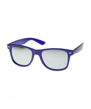 Classic Retro Fashion Horn Rimmed Style Sunglasses w/Fully Mirrored Lens (Blue) - CE118UR1K3D $6.38 Wayfarer