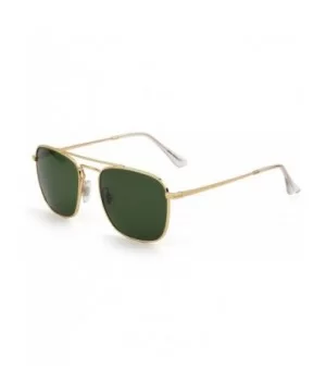 Retro Square Aviator Sunglasses Premium Glass Lens Flat Metal Eyewear Men Women - Gold / Green - CL18CO09XL5 $13.84 Oversized