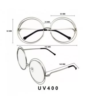 Round Sunglasses Double Wire Big Oversize Boho Circle Lens - Clear - C518U4CUKTG $6.08 Oversized