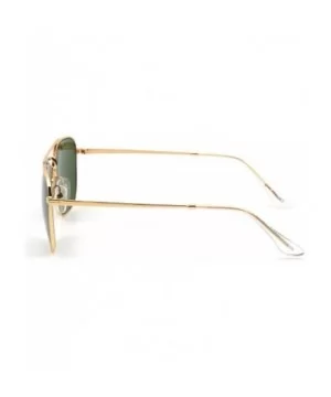 Retro Square Aviator Sunglasses Premium Glass Lens Flat Metal Eyewear Men Women - Gold / Green - CL18CO09XL5 $13.84 Oversized