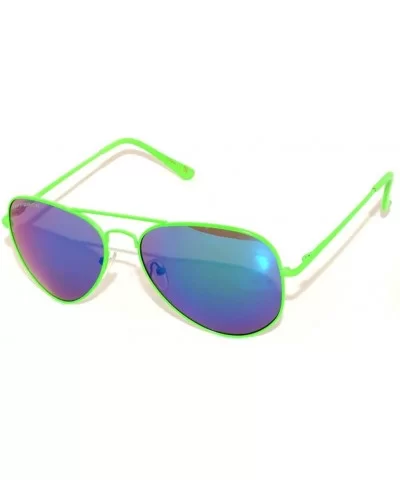 Aviator Style Sunglasses Colored Lens Colored Metal Frame with Spring Hinge - Neon Green Frame Blue Lens - C611MYI5F2B $7.53 ...