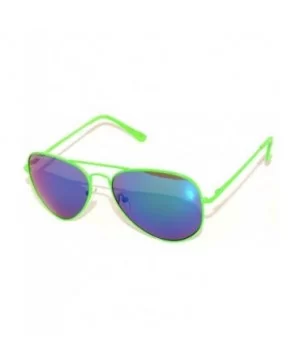 Aviator Style Sunglasses Colored Lens Colored Metal Frame with Spring Hinge - Neon Green Frame Blue Lens - C611MYI5F2B $7.53 ...