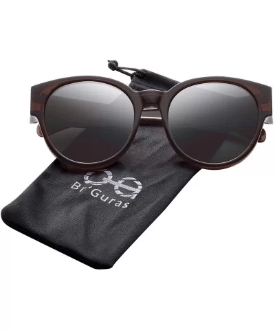 Polarized Oversized Fit over Sunglasses Over Prescription Glasses with Cat Eye Frame for Women&Men - Dark Brown - C2199CNSDKX...