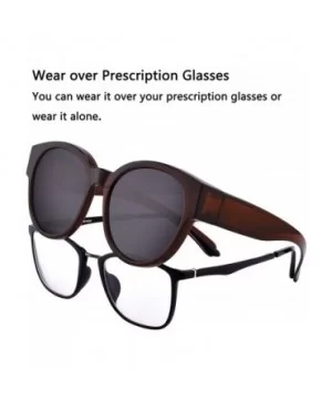 Polarized Oversized Fit over Sunglasses Over Prescription Glasses with Cat Eye Frame for Women&Men - Dark Brown - C2199CNSDKX...