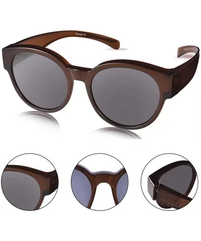 Polarized Oversized Fit over Sunglasses Over Prescription Glasses with Cat Eye Frame for Women&Men - Dark Brown - C2199CNSDKX...