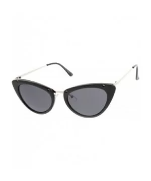 Womens Mod Fashion Metallic Temple Retro Cat Eye Sunglasses - Black - CX11V1ZQON7 $7.34 Cat Eye