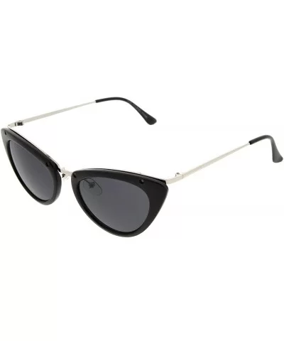 Womens Mod Fashion Metallic Temple Retro Cat Eye Sunglasses - Black - CX11V1ZQON7 $7.34 Cat Eye