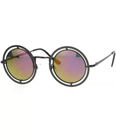 Unisex Fashion Sunglasses Target Aim Round Circle Metal Frame UV 400 - Gunmetal (Purple Mirror) - CR1875WMRQM $7.51 Round